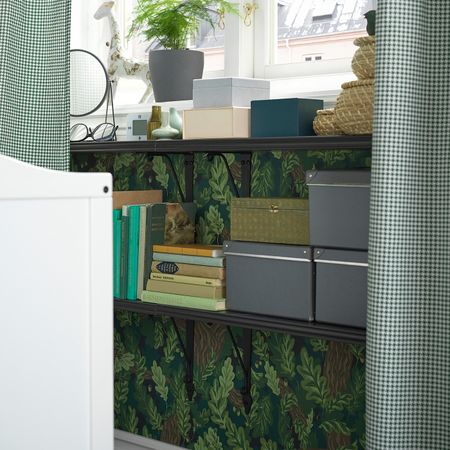 Полка навесная, коричнево-чёрный/антрацит 80x20 см IKEA BERGSHULT БЕРГСХУЛЬТ / KROKSHULT КРОКСГУЛЬТ 793.260.67