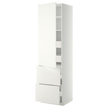 Высокий шкаф + полки, 4 ящика, 2 дверцы МЕТОД / ФОРВАРА, белый, Хэггеби белый