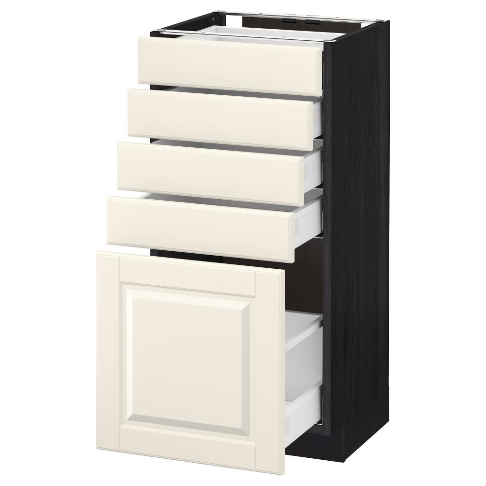 Напольный шкаф с 5 ящиками МЕТОД / МАКСИМЕРА, черный, Будбин белый с оттенком - схема-чертеж с размерами