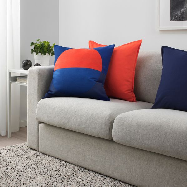 Чехол на подушку, синий/ярко-оранжевый 50x50 см IKEA MAJALOTTA МАЙЯЛОТТА 604.258.21 - схема-чертеж с размерами