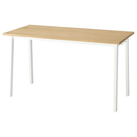 MITTZON Конференц-стол - дубовый шпон/белый 140x68x75 см