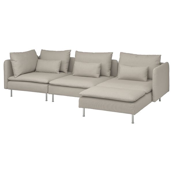 4-местный диван с козеткой, фридтуна светло-бежевый IKEA SÖDERHAMN 394.497.01 - фото 2