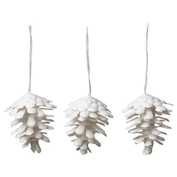 Украшение подвесное ВИНТЕР 2017, шишка белый (7 см) - фото 1