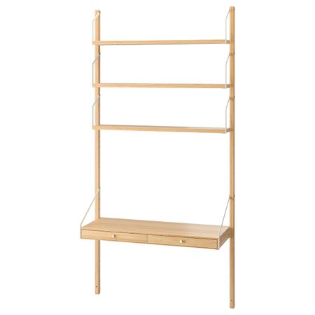 Рабочее место – комбинация, бамбук 86x35x176 см IKEA SVALNÄS СВАЛЬНЭС 792.217.63