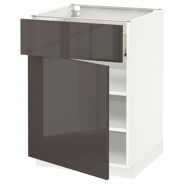 Напольный шкаф с ящиком, дверью МЕТОД / ФОРВАРА, белый, Рингульт серый - схема-чертеж с размерами