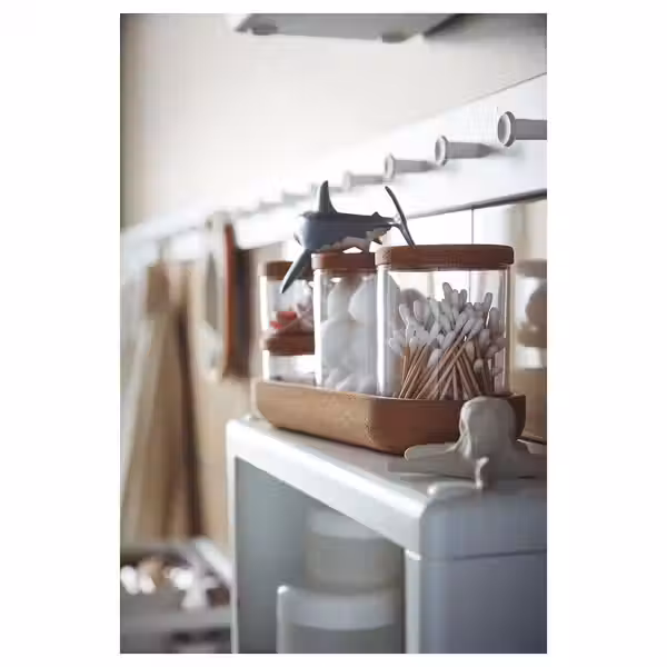 SAXBORGA Банка с крышкой и поднос, 5 шт. - стекло пробка - фото 3