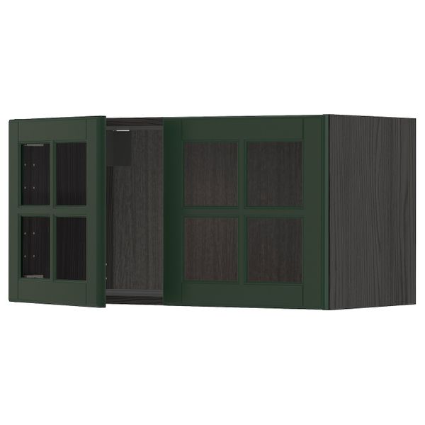 Навесной шкаф с 2 стеклянная дверями, черный/Будбин темно-зеленый 80x40 см IKEA МЕТОД 593.030.81 - схема-чертеж с размерами