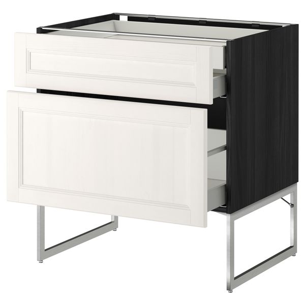Напольный шкаф 2 фронтальных панели, 2 нижних,1 встроенный ящик МЕТОД / МАКСИМЕРА, черный, Лаксарби белый - схема-чертеж с размерами