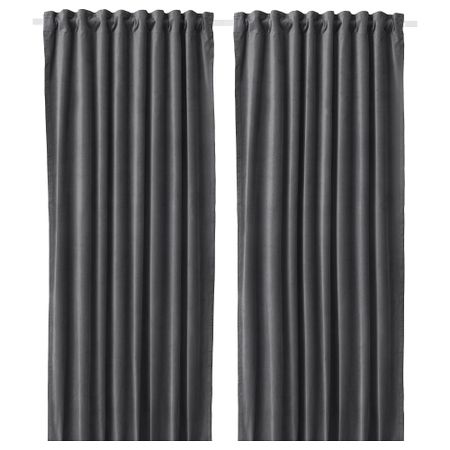 Затемняющие гардины, 2 шт., темно-серый, 140x300 см IKEA SANELA САНЕЛА 404.140.22