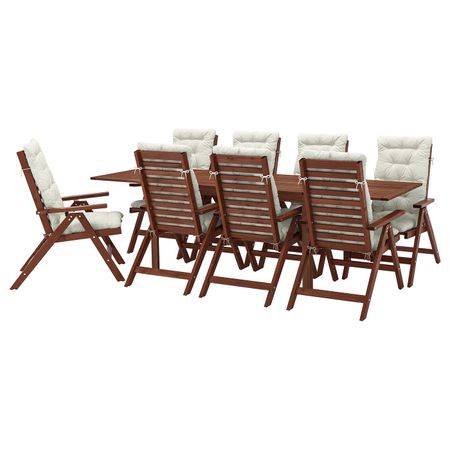 Стол+8кресел,д/сада, коричневая морилка/Куддарна бежевый IKEA ÄPPLARÖ ЭПЛАРО 892.897.43