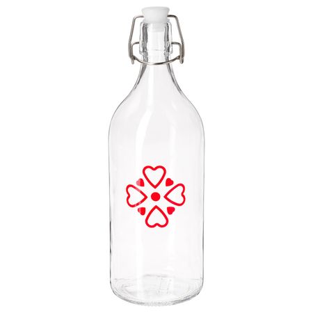 Бутылка с пробкой, прозрачное стекло, с рисунком, 1 л IKEA КОРКЕН 704.294.61