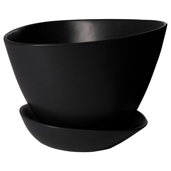 Горшок цветочный с поддоном БИГАРРО, д/дома/улицы черный, черный - фото 1