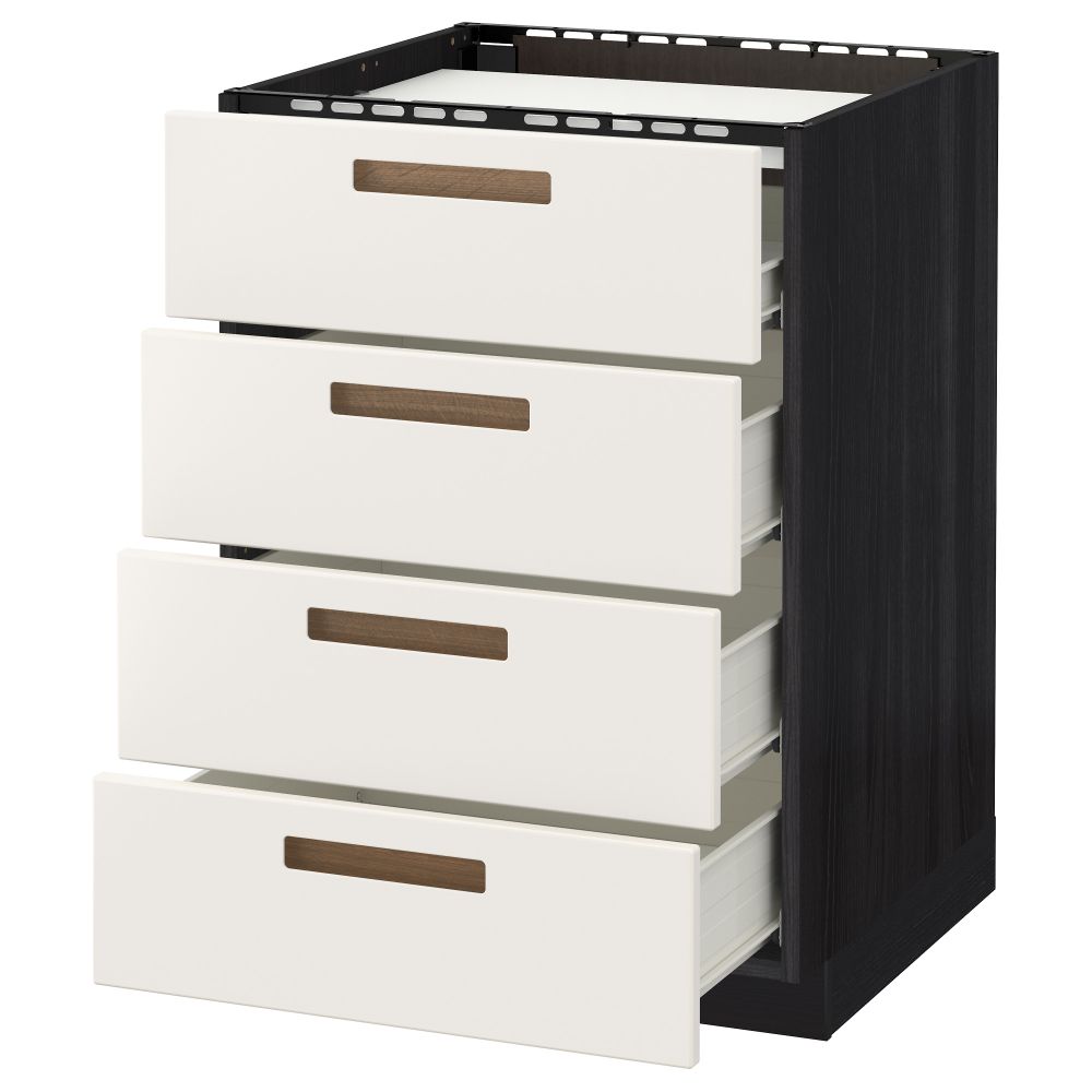 Напольный шкаф, 4 фронтальных панели, 4 ящика МЕТОД / ФОРВАРА, черный, Мэрста белый - фото 1