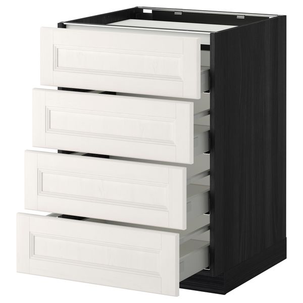 Напольный шкаф, 4 фронтальных панели, 4 ящика МЕТОД / МАКСИМЕРА, черный, Лаксарби белый - фото 1
