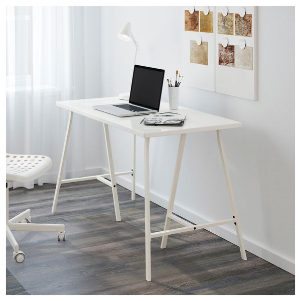 Стол ХИССМОН / ЛЕРБЕРГ, белый (120x60 см) - схема-чертеж с размерами