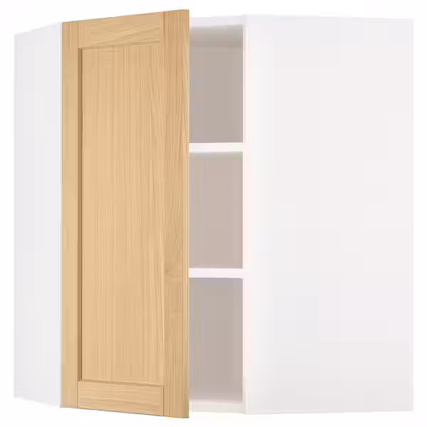 METOD Угловой навесной шкаф с полками - белый/Forsbacka дуб 68x80 см - фото 1
