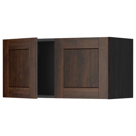 Навесной шкаф с 2 дверями, черный/Эдсерум коричневый 80x40 см IKEA МЕТОД 492.264.32