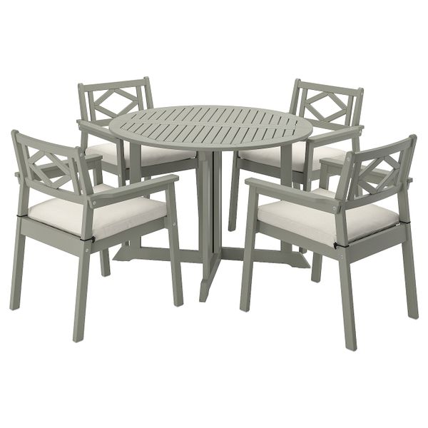 Стол + 4 кресла, для/сада, серый морилка/ФРЁСЁН/ДУВХОЛЬМЕН бежевый IKEA BONDHOLMEN БОНДХОЛЬМЕН 093.305.10 - фото 1