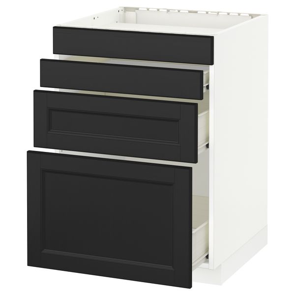 Напольный шкаф для духовки, 4фасада, 3 ящика МЕТОД / ФОРВАРА, белый, Лаксарби черно-коричневый - схема-чертеж с размерами