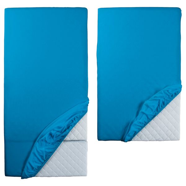 Натяжная простыня для раздвижной кровати, 2 штуки ЛЕН, бирюзовый - схема-чертеж с размерами