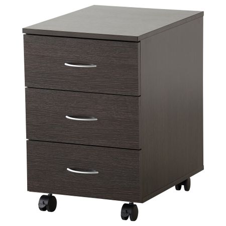 Тумба с 3 ящиками ТОДАЛЕН, черно-коричневый