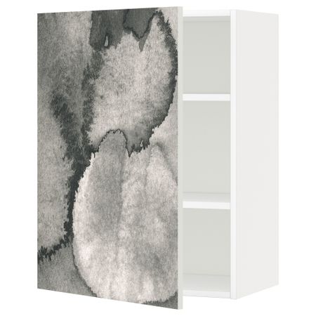 Шкаф навесной с полкой МЕТОД, белый, Кальвиа с печатным рисунком