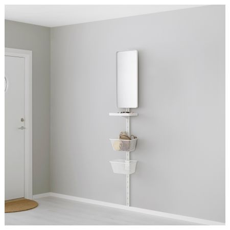 Настенная шина, зеркало, корзина АЛЬГОТ, белый (30x22x197 см)