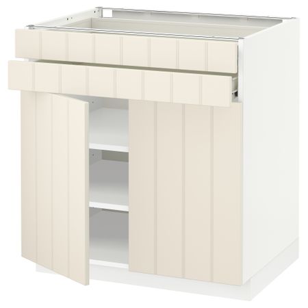 Напольный шкаф, 2 дверцы, 2 ящика МЕТОД / ФОРВАРА, белый, Хитарп белый с оттенком (80x60 см)