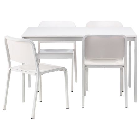 Стол и 4 стула МЕЛЬТОРП, белый (125 см)