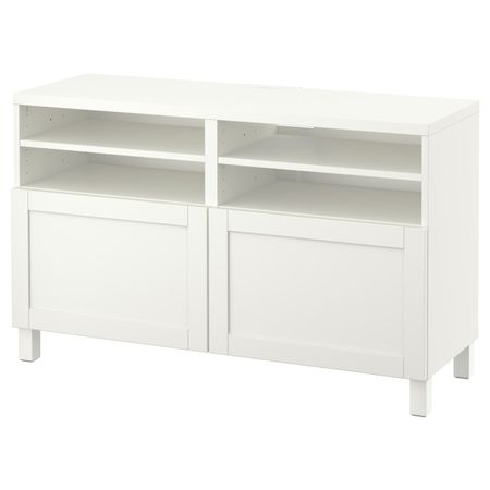Тумба под ТВ, с дверцами, белый/ХАНВИКЕН/СТУББАРП белый 120x42x74 см IKEA BESTÅ БЕСТО 592.859.54