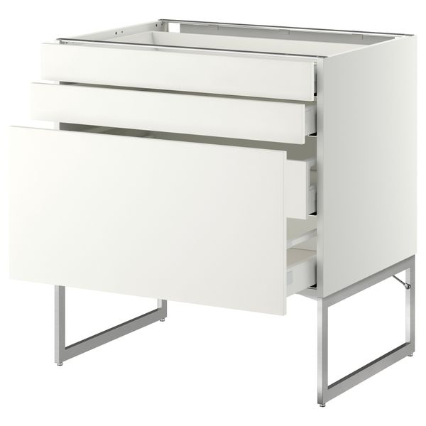 Напольный шкаф 3 фронтальных панели, 2 нижних, 2 средних ящика МЕТОД / МАКСИМЕРА, белый, Хэггеби белый - схема-чертеж с размерами