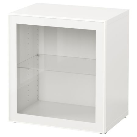 Стеллаж со стеклянной дверью БЕСТО, белый, Глассвик белый/прозрачное стекло (60x40x64 см)