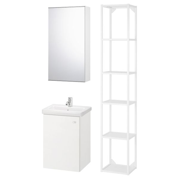 Комплект мебели для ванной,7 предм., белый/ПИЛКОН смеситель 44x43x65 см IKEA FISKÅN ФИСКОН / TVÄLLEN ТВЭЛЛЕН 994.360.79 - фото 1