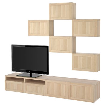 Шкаф для ТВ, комбинация БЕСТО, Ханвикен под беленый дуб (240x20/40x204 см)