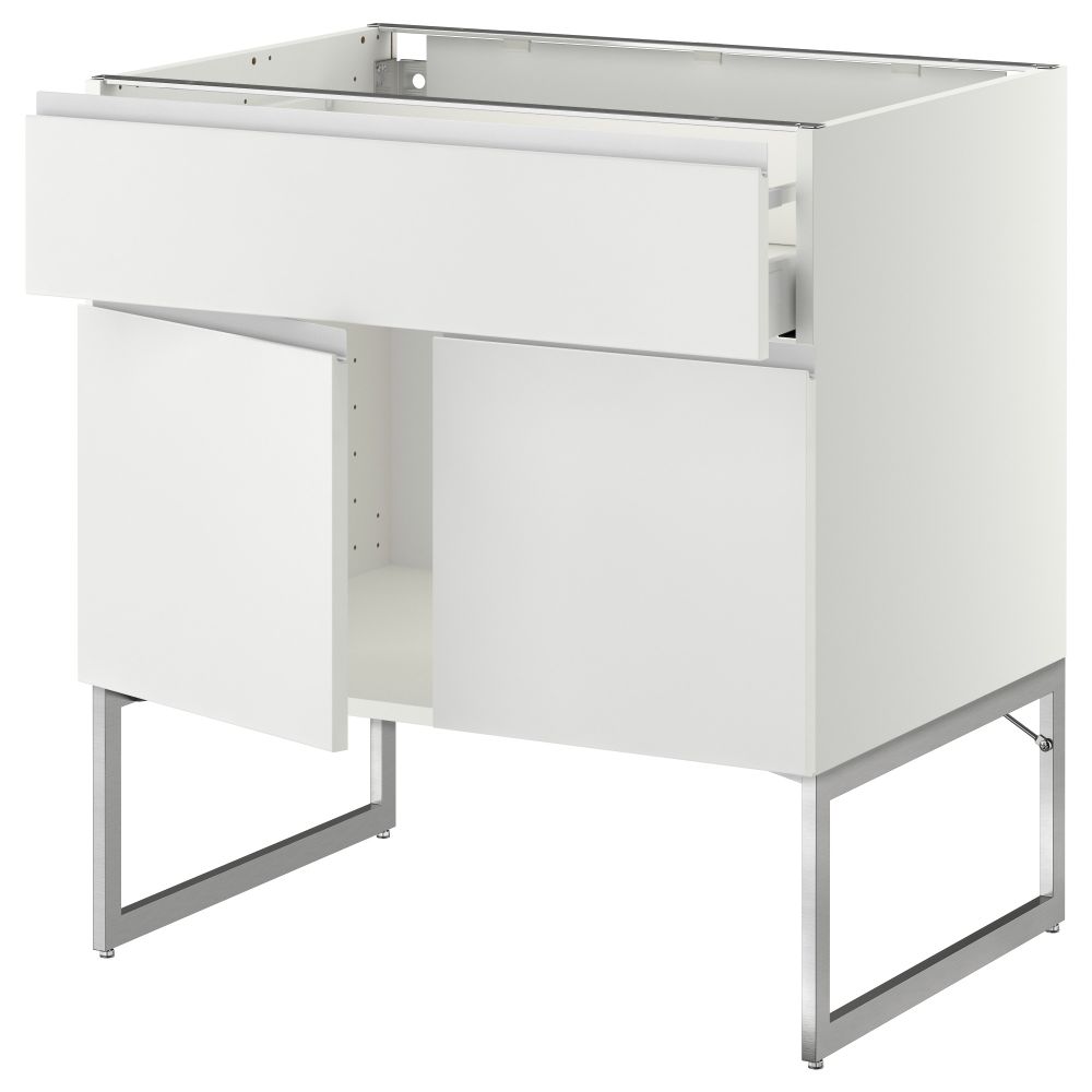 Напольный шкаф, полки, ящик, 2 двери МЕТОД / МАКСИМЕРА, белый, Нодста белый - схема-чертеж с размерами