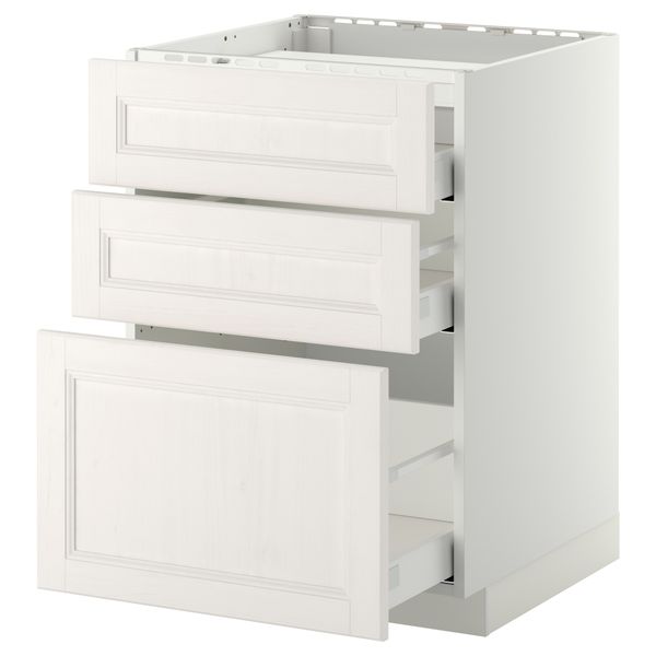 Напольный шкаф, 3 фронтальных панели, 3 ящика МЕТОД / МАКСИМЕРА, белый, Лаксарби белый - схема-чертеж с размерами