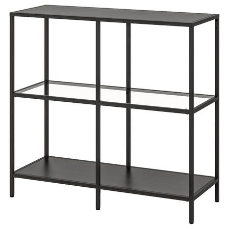 Стеллаж, черно-коричневый/стекло 100x93 см IKEA VITTSJÖ ВИТШЁ 003.834.33