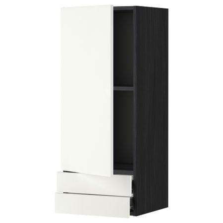 Навесной шкаф с дверцей, 2 ящика МЕТОД / ФОРВАРА, черный, Хэггеби белый