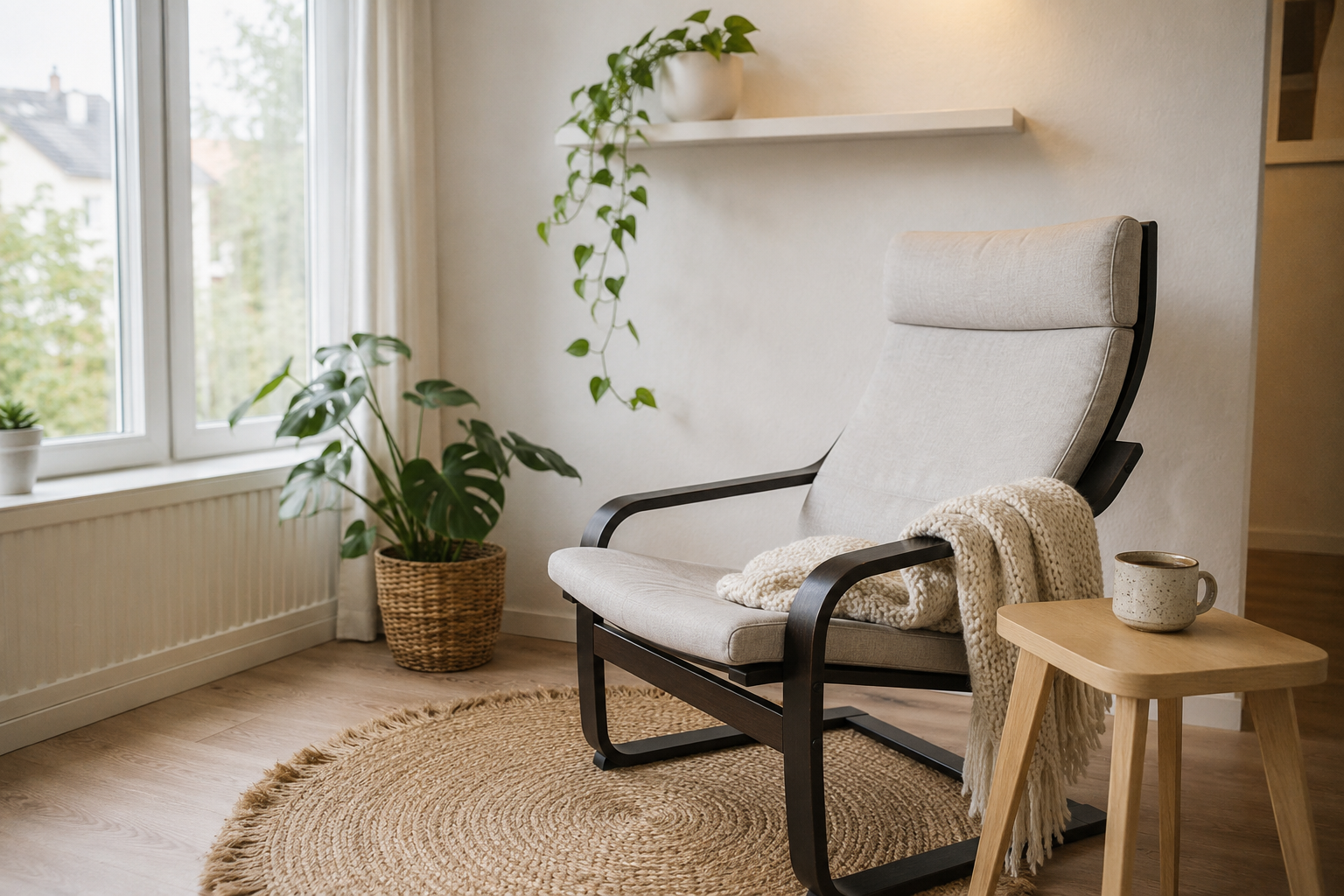 Коллаж из 10 товаров IKEA со скидкой в июле 2026 года: кресла POÄNG, садовая мебель NÄMMARÖ, текстиль KLAGSHAMN