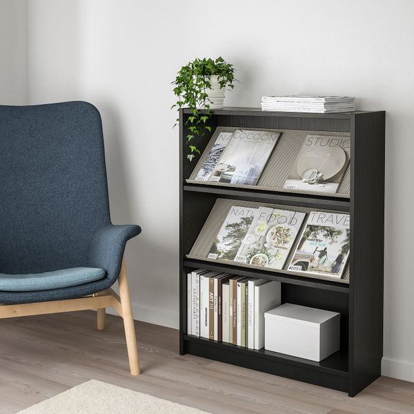 Стеллаж с наклонной полкой, черно-коричневый/бежевый 80x28x106 см IKEA БИЛЛИ / БОТТНА 692.792.26 - фото 2