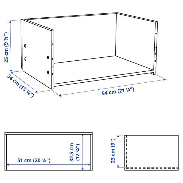 Каркас ящика, белый 60x25x40 см IKEA BESTÅ БЕСТО 203.630.28 - схема-чертеж с размерами