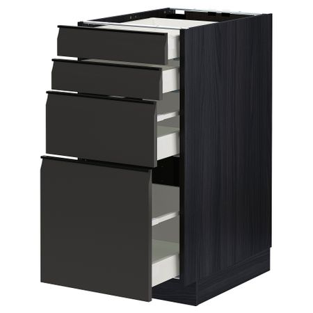 Напольный шкаф 4 фасада,4 ящика, черный, Upplöv матовый антрацит, 40x60 см IKEA METOD МЕТОД, MAXIMERA МАКСИМЕРА 694.954.90