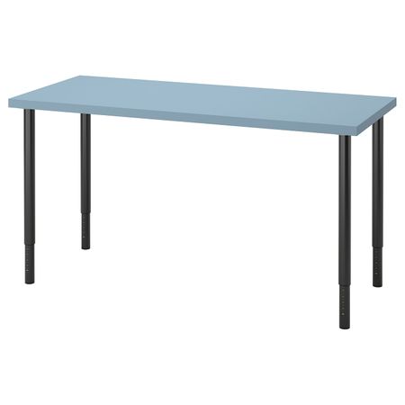 Письменный стол, голубой/черный 140x60 см IKEA LAGKAPTEN ЛАГКАПТЕН / OLOV ОЛОВ 194.173.29