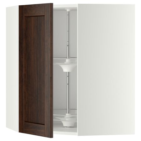 Угловой навесного шкаф с вращающейся секц, белый/Эдсерум коричневый 68x80 см IKEA METOD МЕТОД 492.266.58