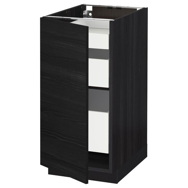 Напольный шкаф с 1 дверцей, 3 ящика МЕТОД / МАКСИМЕРА, черный, Тингсрид черный - схема-чертеж с размерами