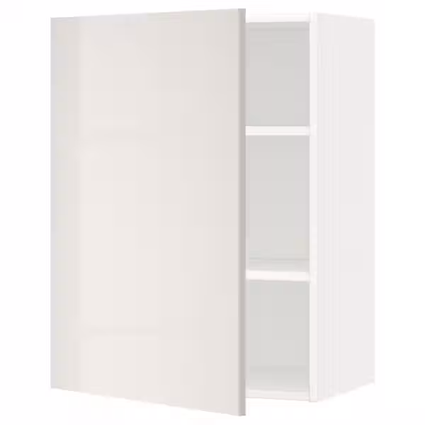 METOD Навесной шкаф с полками - белый/Ringhult светло-серый 60x80 см - фото 1