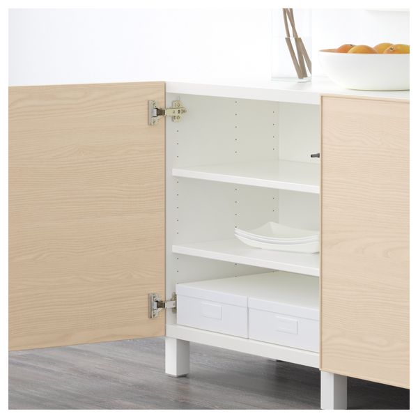 Комбинация для хранения с дверцами БЕСТО, белый, Инвикен ясеневый шпон (180x40x74 см) - схема-чертеж с размерами