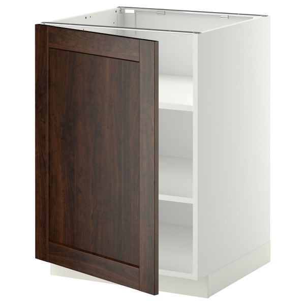 Напольный шкаф с полками, белый/Эдсерум коричневый 60x60 см IKEA METOD МЕТОД 592.267.28 - схема-чертеж с размерами