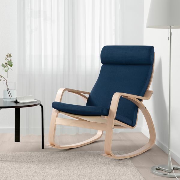 Кресло-качалка, березовый шпон/Шифтебу темно-синий IKEA POÄNG ПОЭНГ 393.028.22 - фото 2