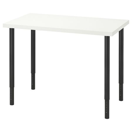 Письменный стол, белый, черный 100x60 см IKEA LINNMON ЛИННМОН / OLOV ОЛОВ 394.161.97